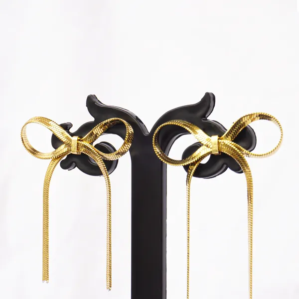 Bow-Tiful_Ribbon_Knot_Bow_Hanging_Dangle_Gold_Earrings_for_Women
