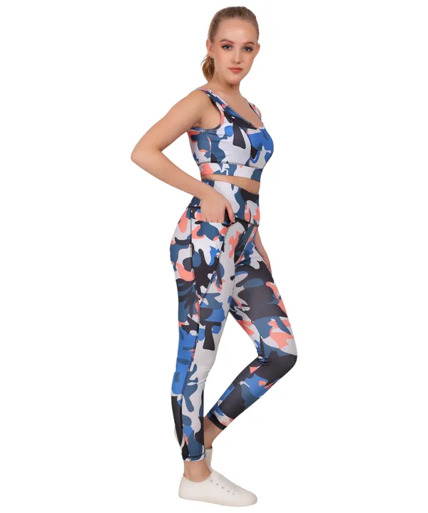 Navy_Blue_Polyester_Spandex_Camouflage_Sports_Bra_For_Women
