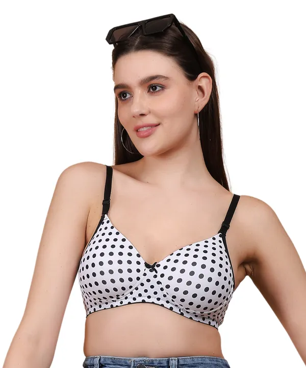 White_Padded_Bra_for_Women_|_Polyamide_Polka_T-Shirt_Light_Bras