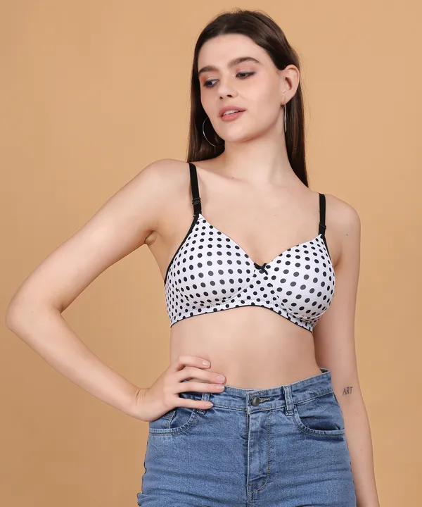 White_Padded_Bra_for_Women_|_Polyamide_Polka_T-Shirt_Light_Bras