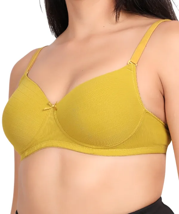 EarthTone_Ribbed_Cotton_Padded_Bra_–_Mustard_&_Olive_|_Soft,_Stylish_&_Supportive