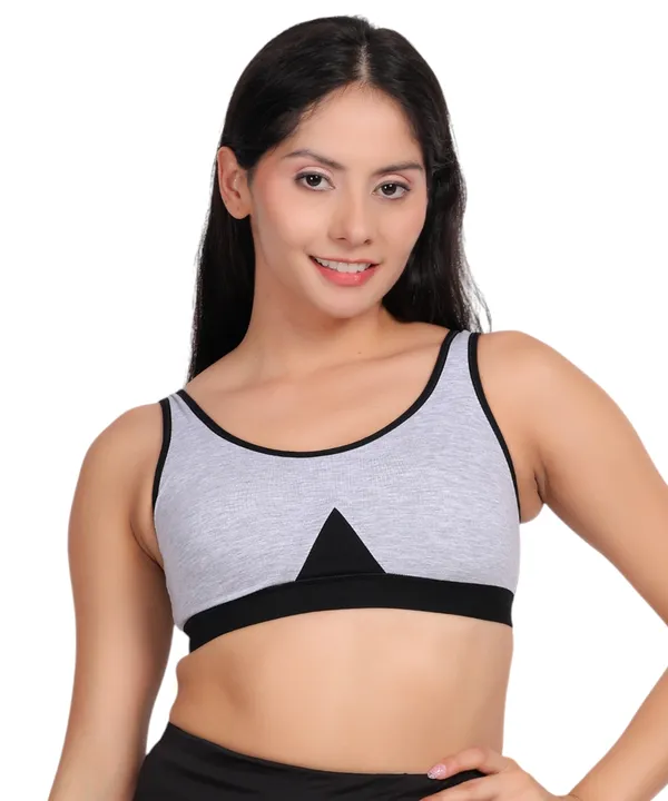Grey_Cotton_Spandex_Sports_Bra_For_Women