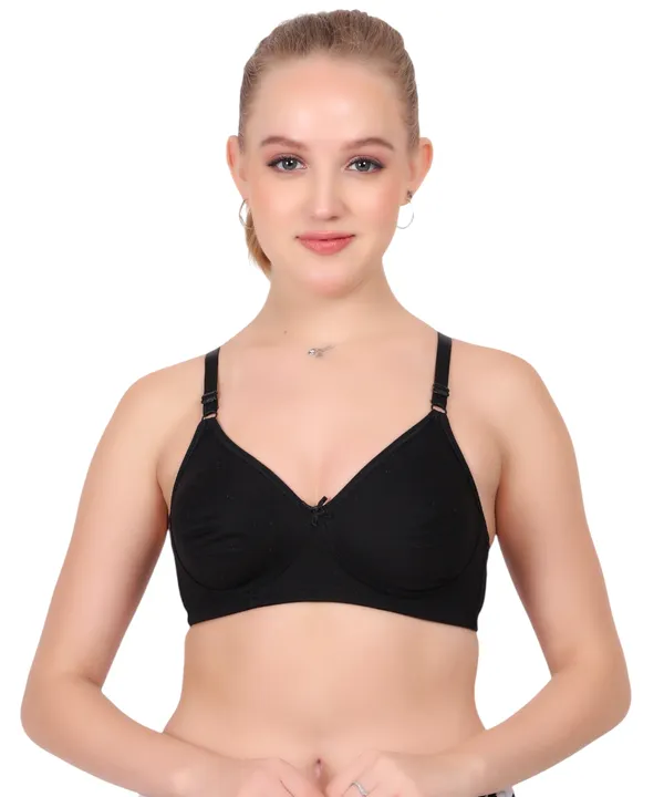Black_Cotton_Spandex_Non_Padded_Bra_For_Women