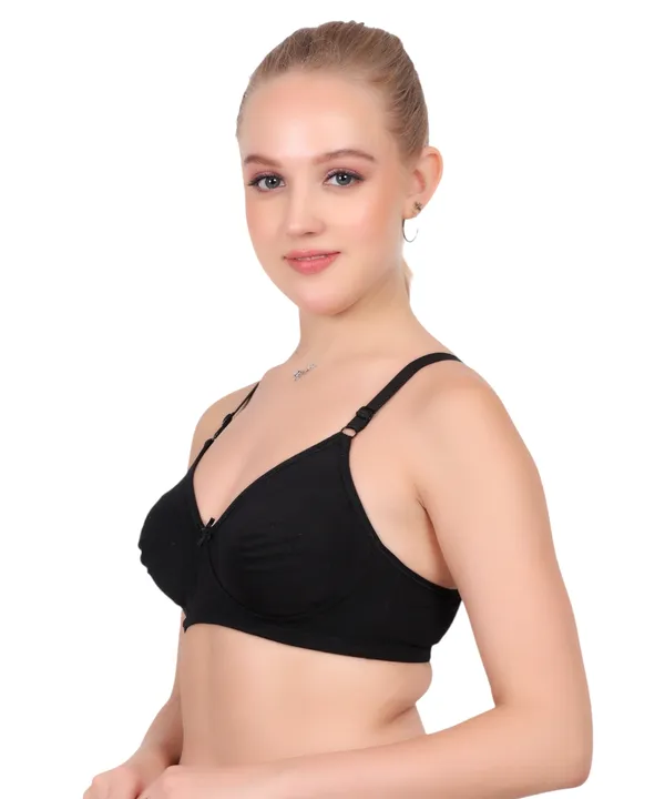 Black_Cotton_Spandex_Non_Padded_Bra_For_Women