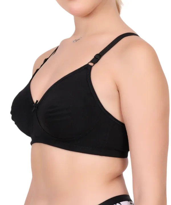 Black_Cotton_Spandex_Non_Padded_Bra_For_Women