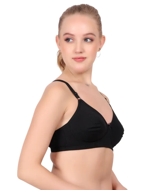 Black_Cotton_Spandex_Non_Padded_Bra_For_Women