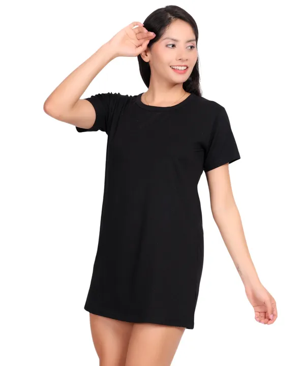 Black_Cotton_Long_T-Shirt_With_Pocket_For_Women