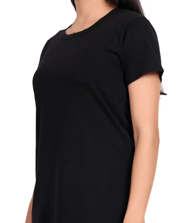 Black_Cotton_Long_T-Shirt_With_Pocket_For_Women