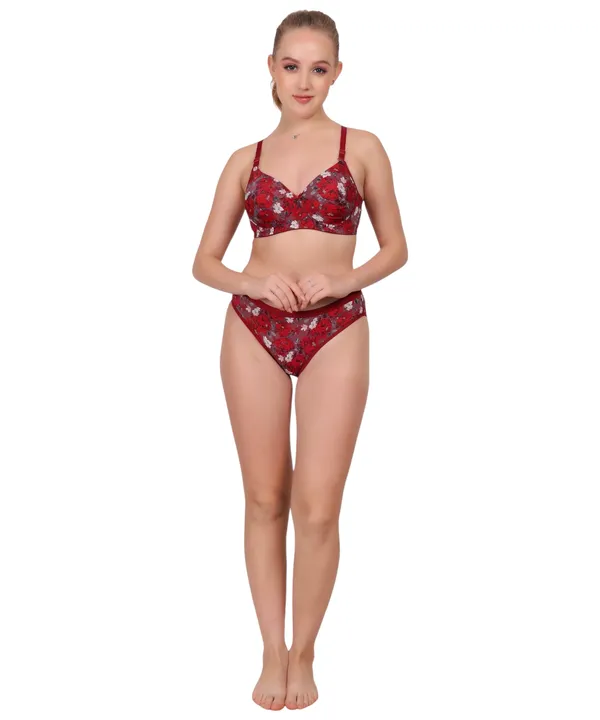 Red_Lingerie_Set_For_Women_|_Polyamide_Flower_Design