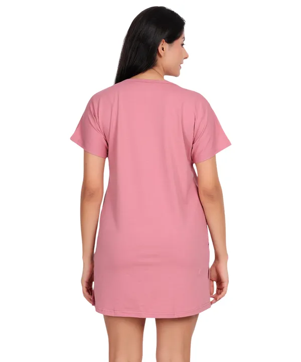Pink_Cotton_Long_T-Shirt_With_Pocket_For_Women