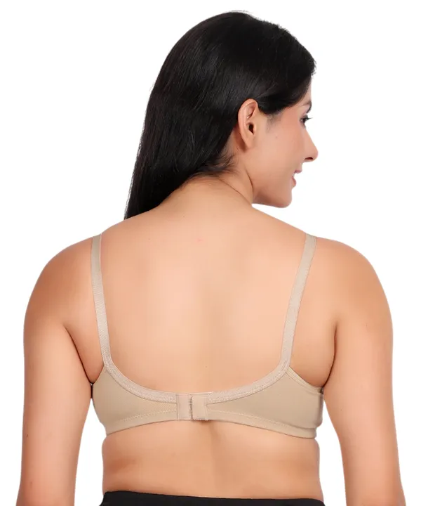 Beige_Cotton_Spandex_Non_Padded_Bra_For_Women