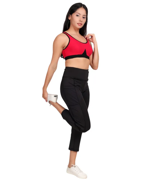Red_Cotton_Spandex_Sports_Bra_For_Women