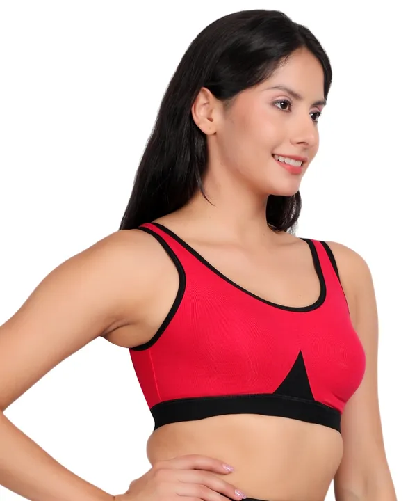 Red_Cotton_Spandex_Sports_Bra_For_Women