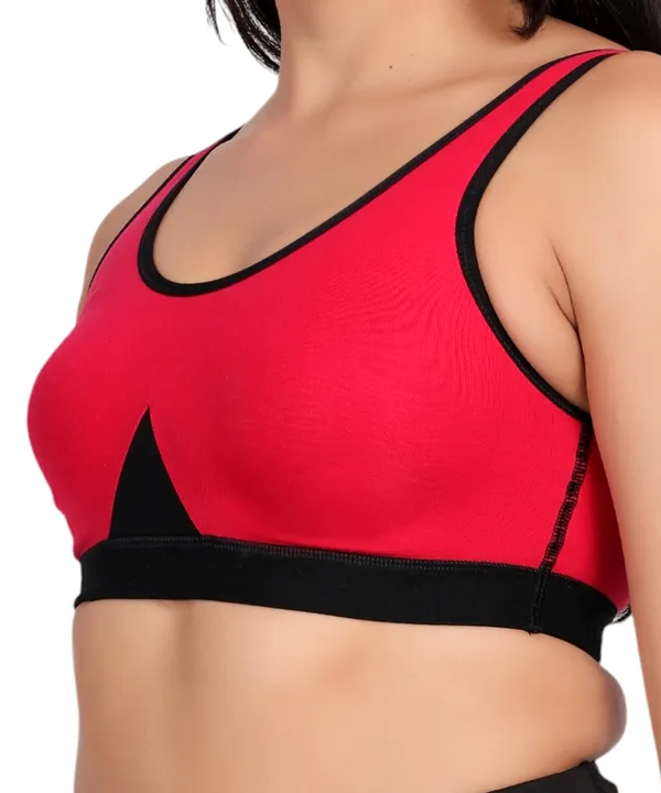 Red_Cotton_Spandex_Sports_Bra_For_Women