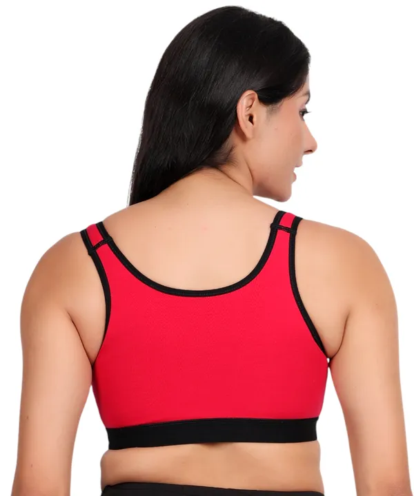 Red_Cotton_Spandex_Sports_Bra_For_Women