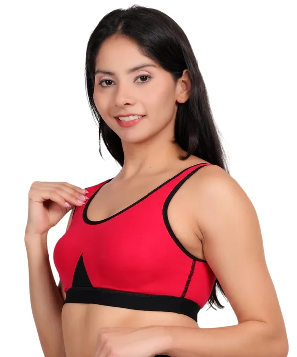 Red_Cotton_Spandex_Sports_Bra_For_Women