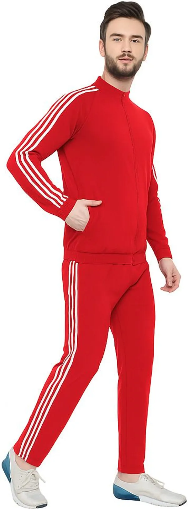 Red_Polyester_Lycra_Blend_Zip_Solid_Track_Suit_For_Men