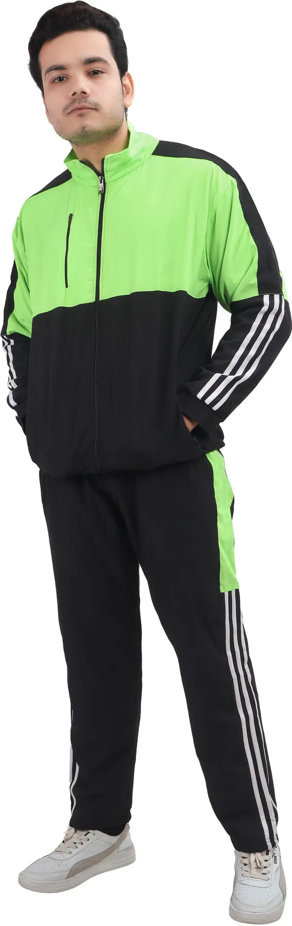 Green_Polyester_Lycra_Blend_Zip_Colorblock_Track_Suit_For_Men