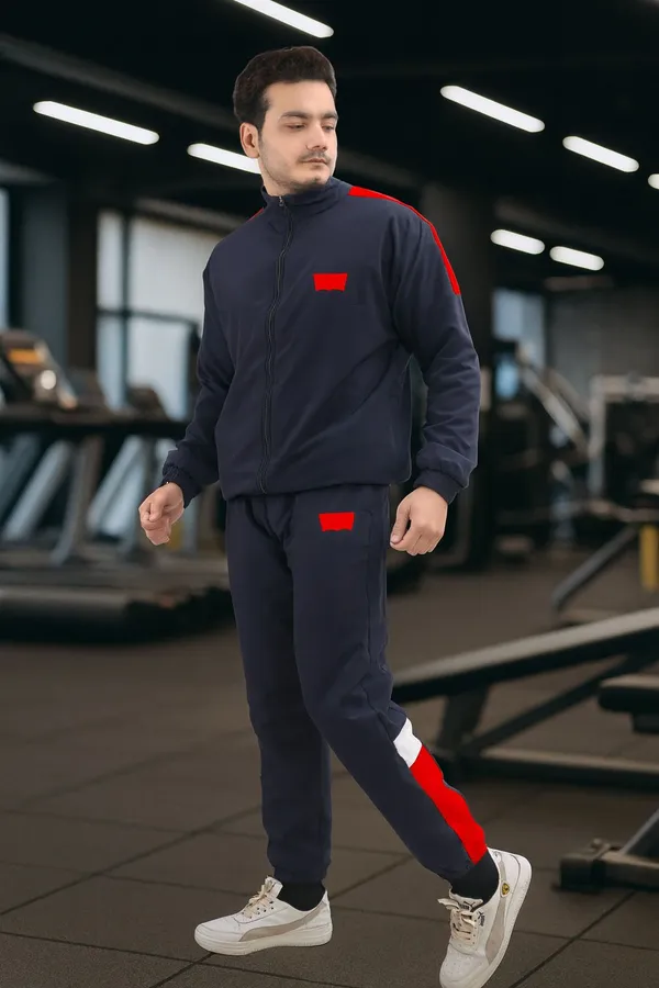 Blue_Polycotton_Wool_Blend_Zip_Solid_Track_Suit_For_Men