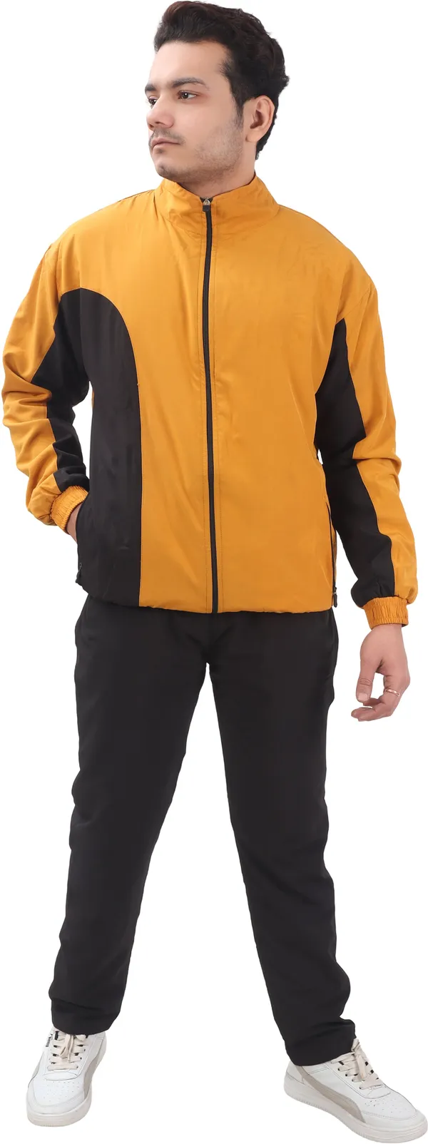 Yellow_Polyester_Lycra_Blend_Fleece_Zip_Solid_Track_Suit_For_Men