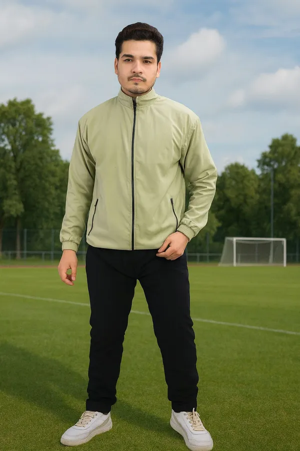 Light_Green_Wool_Blend_Fleece_Lycra_Blend_Polyester_Zip_Solid_Track_Suit_For_Men