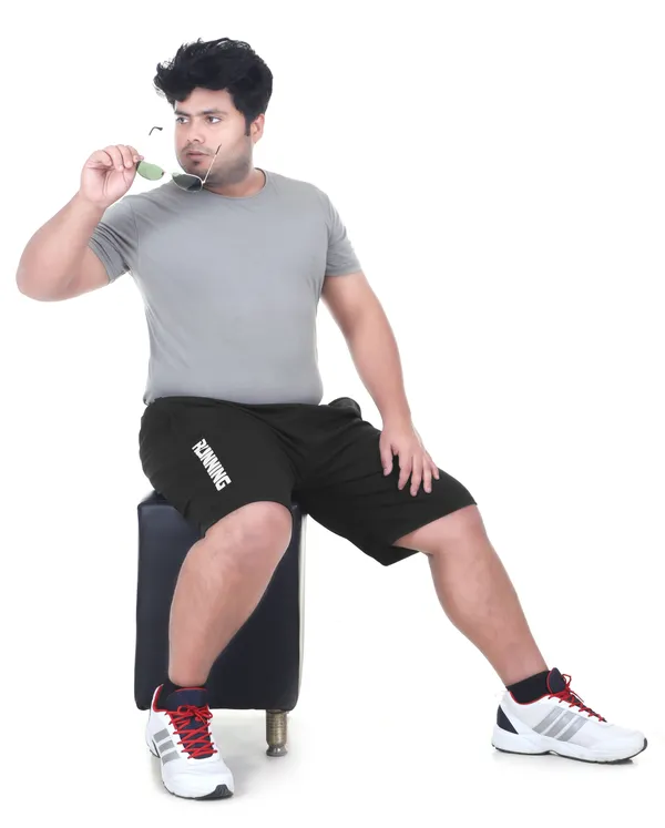 Black_Lycra_Blend_Elasticated_Solid_Shorts_For_Men