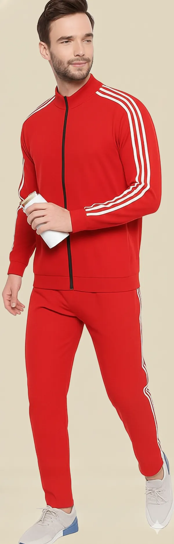Red_Polyester_Lycra_Blend_Zip_Solid_Track_Suit_For_Men