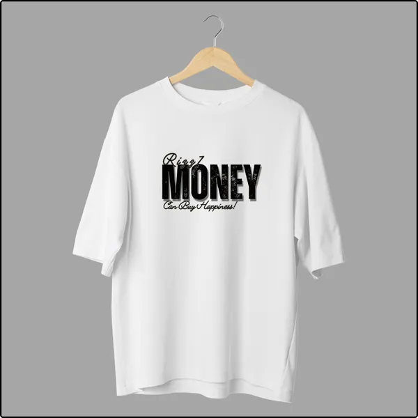 Money_White_100%_Cotton_Oversize_T-Shirt_For_Men
