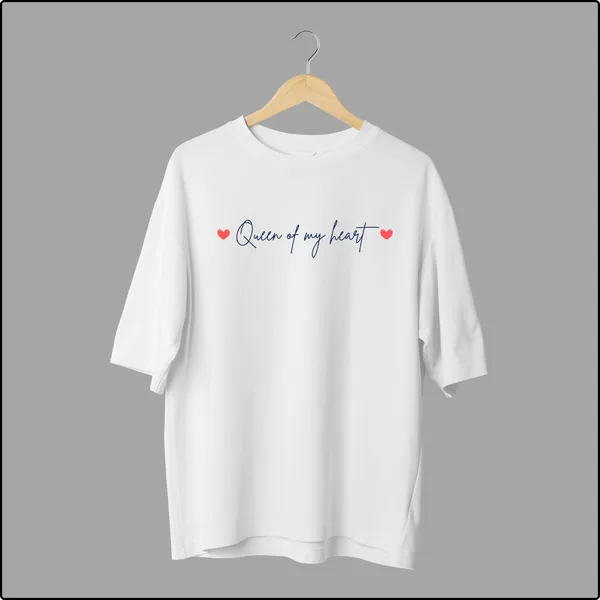 Queen_of_My_Heart_White_Cotton_Oversize_T-Shirt_For_Men