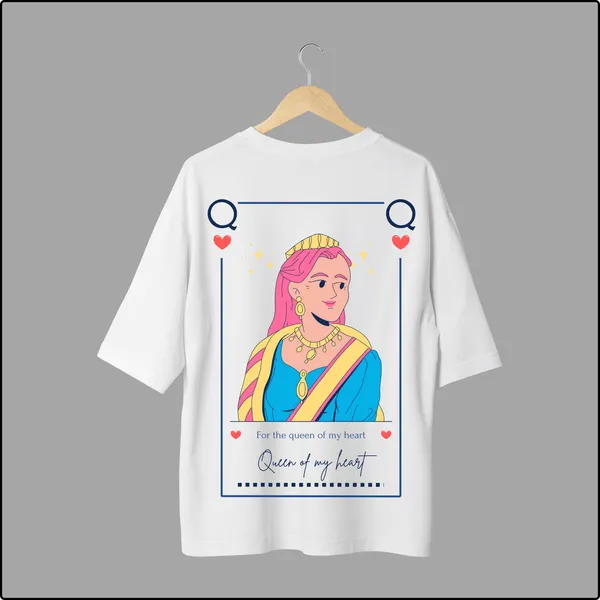 Queen_of_My_Heart_White_Cotton_Oversize_T-Shirt_For_Men