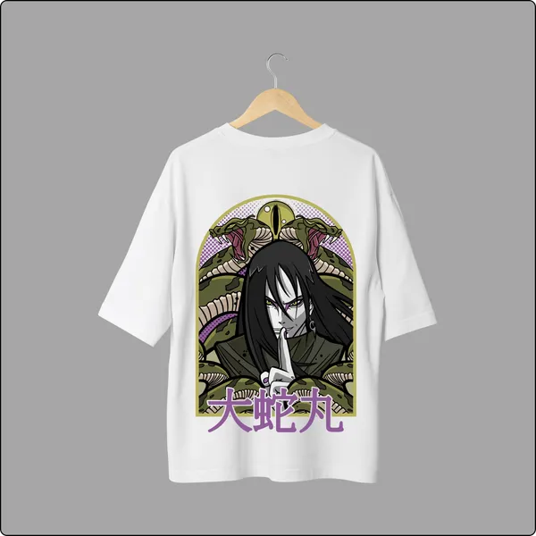 Orochimaru�s_Shadow_Ninja_Mystique_Unveiled_White_Cotton_Oversize_T-Shirt_For_Men
