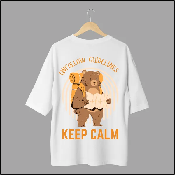 Keep_Calm_White_Cotton_Oversize_T-Shirt_For_Men