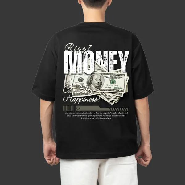 Money_Black_100%_Cotton_Oversize_T-Shirt_For_Men