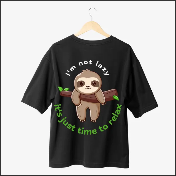 I_Am_Not_Lazy_Fun_Black_Cotton_Oversize_T-Shirt_For_Men
