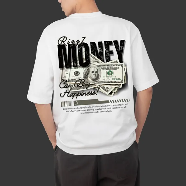 Money_White_100%_Cotton_Oversize_T-Shirt_For_Men