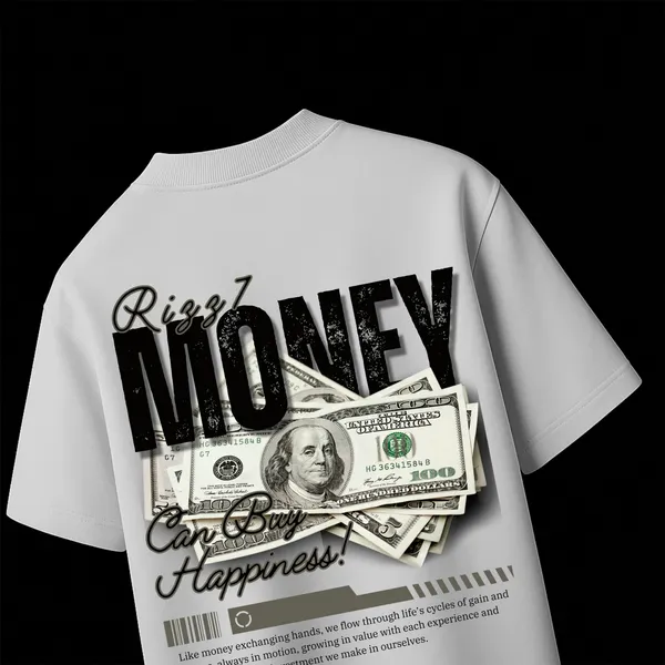Money_White_100%_Cotton_Oversize_T-Shirt_For_Men