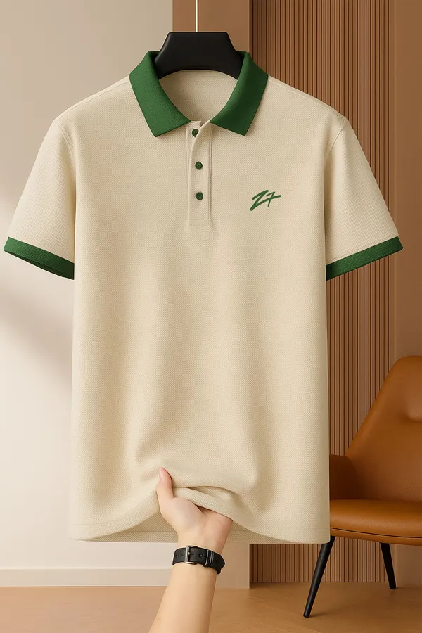 Off_White_with_Green_Accents__Signature_Series_Polo_T-Shirt