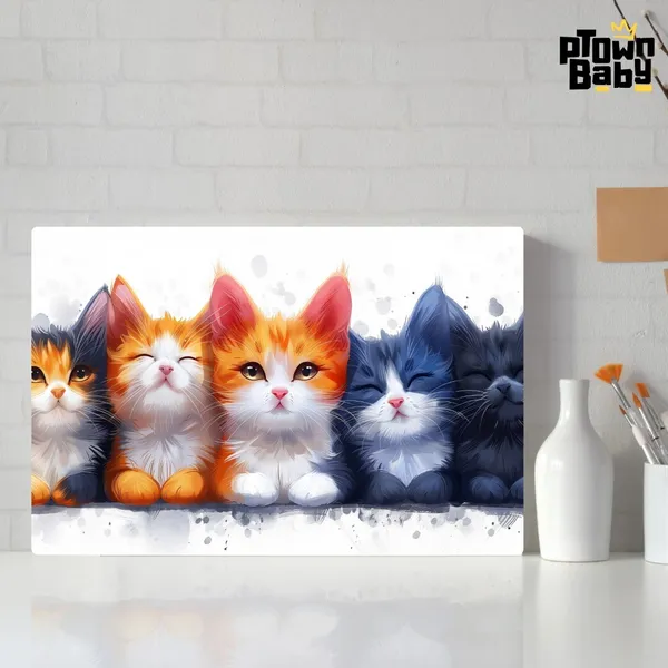 Adorable_Kitten_Ensemble__A4_Size_Metal_Poster
