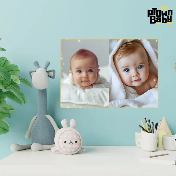 Multicolor_Two_Cute_Baby_Metal_Posters_1Mm_Thick__A4_Size__Metal_Poster