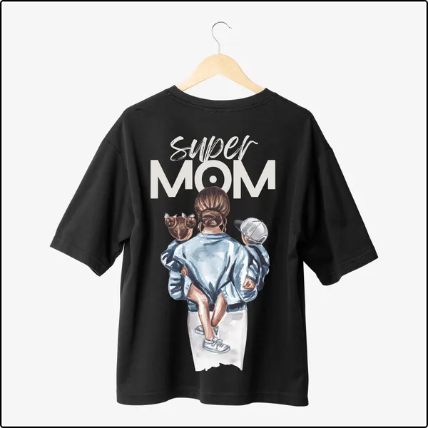 Super_Mom_Stylish_Empowering_Tees_Black_Cotton_Oversize_T-Shirt_For_Men