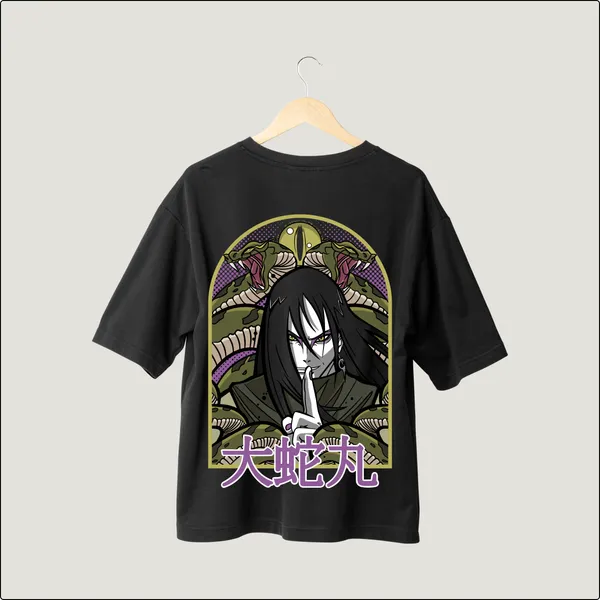 Orochimaru�s_Shadow_Ninja_Mystique_Unveiled_Black_Cotton_Oversize_T-Shirt_For_Men
