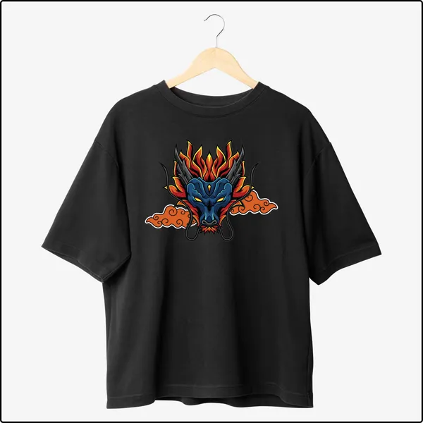 Dragon_Black_100%_Cotton_Oversize_T-Shirt_For_Men