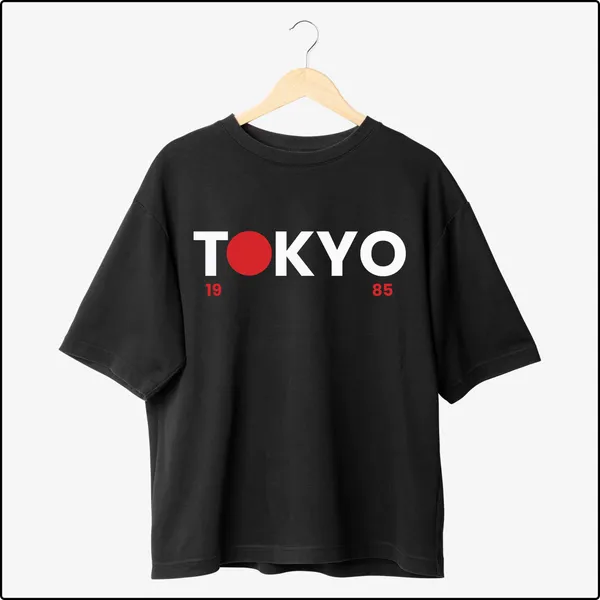 Tokyo_1985_Black_Cotton_Oversize_T-Shirt_For_Men