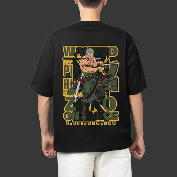 Zoro_Wanted__Anime__Black_T-Shirt_�_One_Piece_Edition