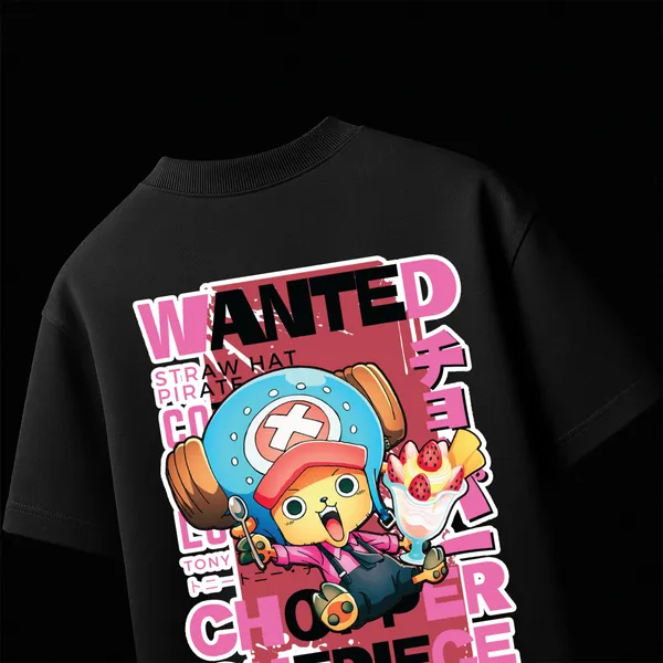 Chopper�s_Sweet_Escape_The_Cotton_Candy_Lover_Black_Cotton_Oversize_T-Shirt_For_Men