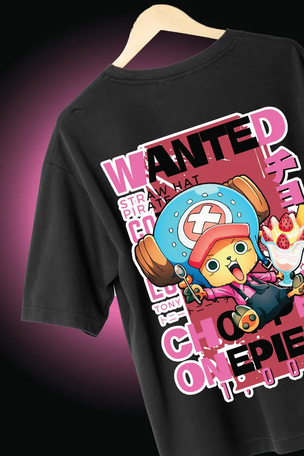 Chopper�s_Sweet_Escape_The_Cotton_Candy_Lover_Black_Cotton_Oversize_T-Shirt_For_Men