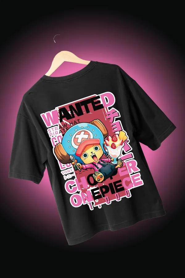Chopper�s_Sweet_Escape_The_Cotton_Candy_Lover_Black_Cotton_Oversize_T-Shirt_For_Men