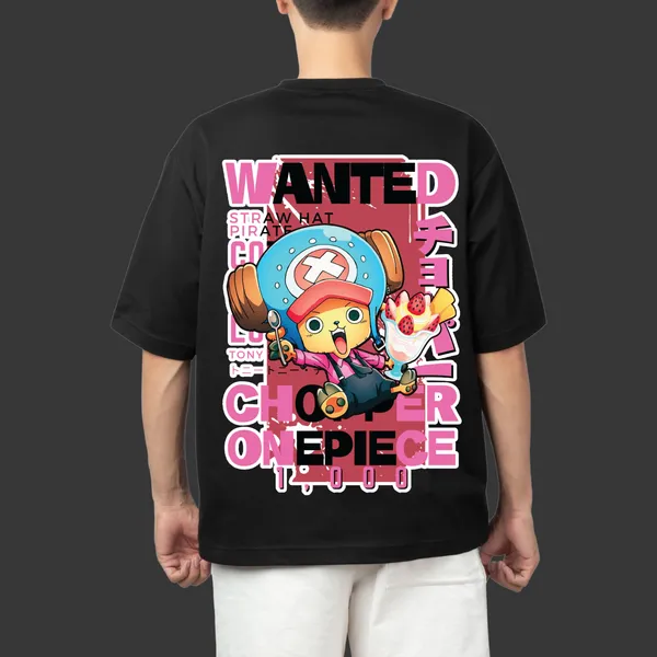 Chopper�s_Sweet_Escape_The_Cotton_Candy_Lover_Black_Cotton_Oversize_T-Shirt_For_Men