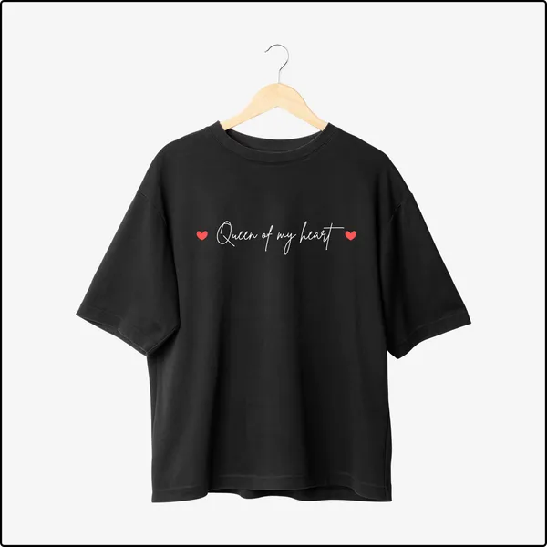 Queen_of_My_Heart_Black_Cotton_Oversize_T-Shirt_For_Men