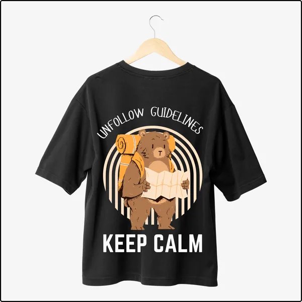 Keep_Calm_Black_100%_Cotton_Oversize_T-Shirt_For_Men